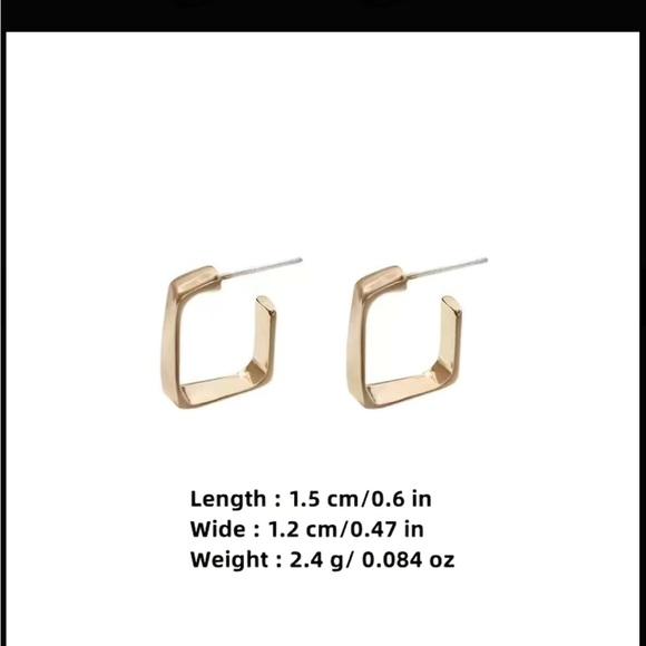 14K Gold Plated Minimalist Square Hoop Earrings - Picture 6 of 6